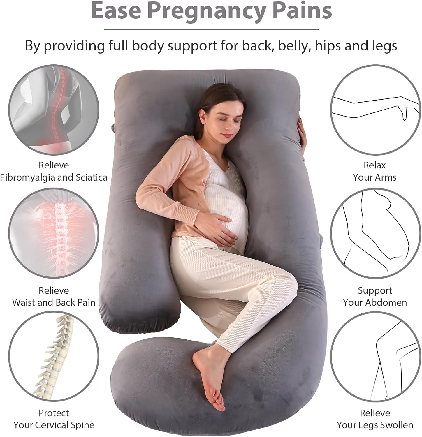 Victostar Pregnancy Pillow - 57-Inch U-Shaped Maternity Pillow with Removable Cover for Full Body Support