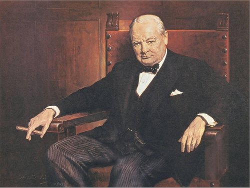 ART.COM Stretched Canvas Print Sir Winston Churchill by Arthur Pan, 16" x 12"