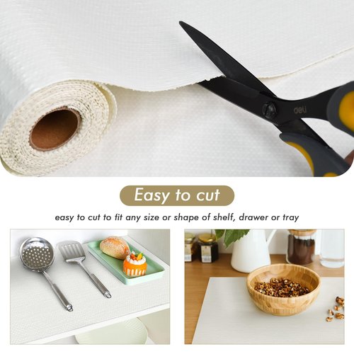 Cohoo Home Drawer Cabinet and Shelf Liner, 24in×11.8Ft Shelf Liners for Kitchen Cabinet Non Slip, Non Adhesive Kitchen Drawer Cupboard Mat, Durable Strong Grip Washable Bathroom White