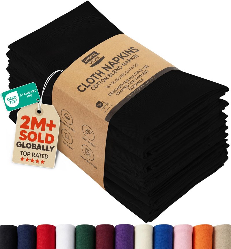 Utopia Kitchen Green Cloth Napkins [12 Pack, 18x18 Inch] Absorbent Cotton Blend Washable and Reusable for Dinner, Restaurant, Lunch, Wedding and Hotel