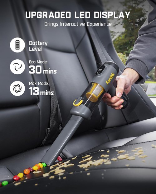Fanttik Slim V9 Mix Car Vacuum - 4 in 1 Handheld Air Duster with 12000PA Suction Power | Cordless Mini Vacuum for Car & Office