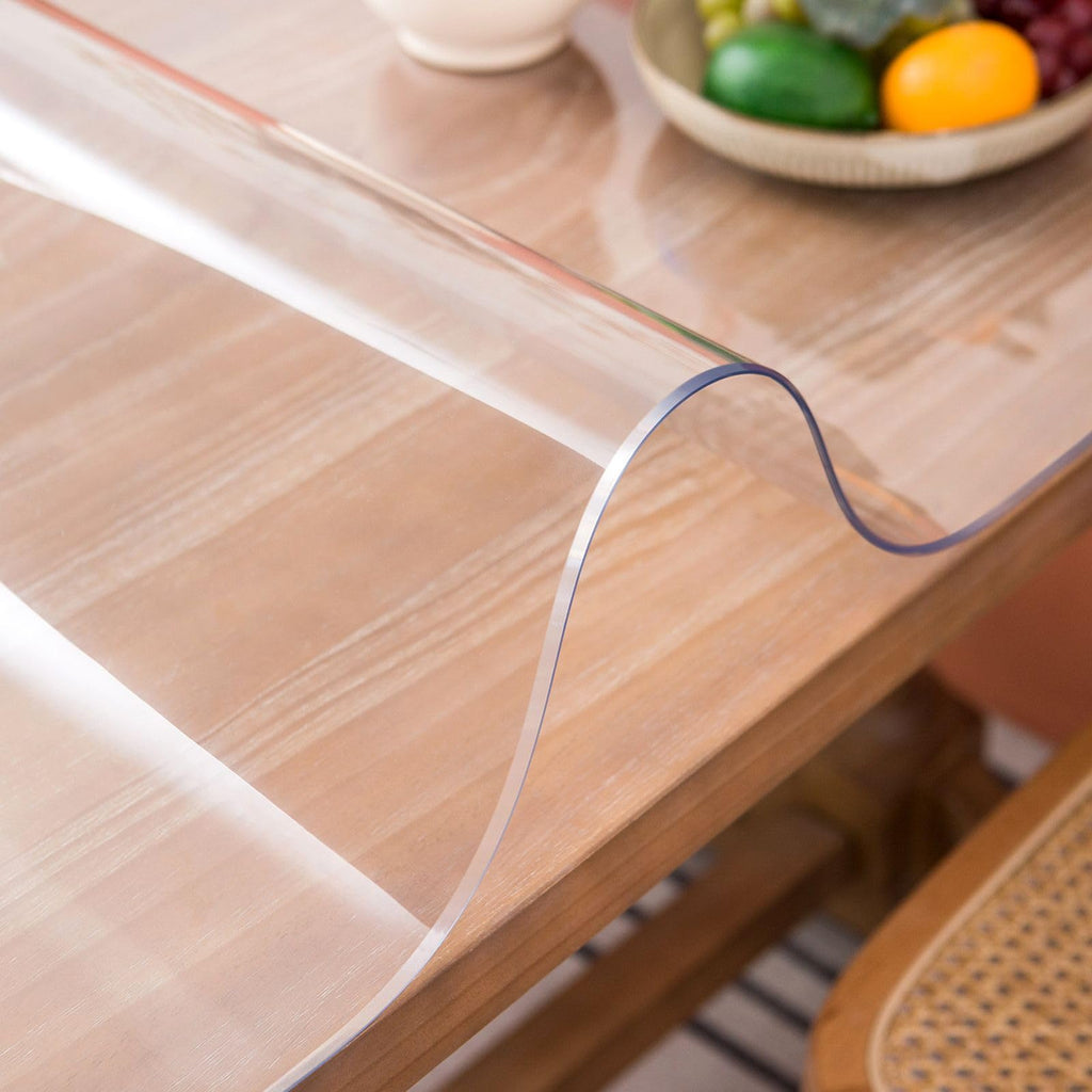 Whirltique Clear Table Cover Protector, 42 x 89 Inch Table Protector for Dining Room Table, 1.5mm Thick Clear Plastic Table Cover, Pad Mat for Kitchen, Writing Desk Pad for Desktop