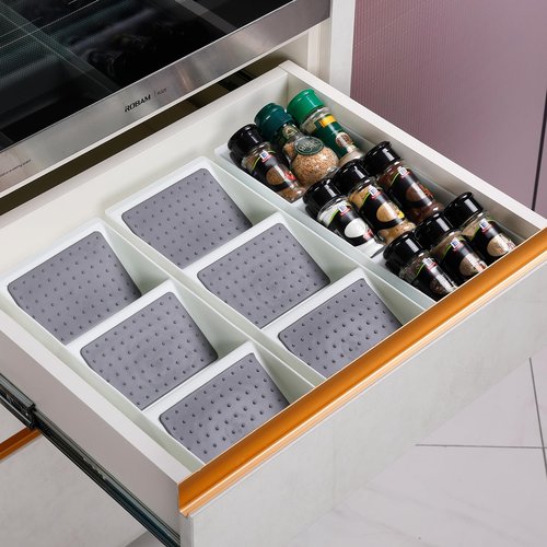 ideamake Kitchen Drawer Organizer,2 Pack,Pantry Organizers and Storage,Spice Rack Organizer for Cabinet, Making up Organizer, Bottle Rack,Bottles Holder,Spice Bottle Organizer