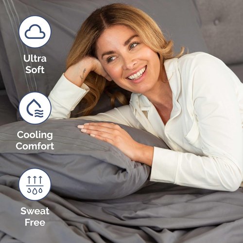 Full XL Bed Sheet Set by Hotel Luxury | 4-Piece Soft, Breathable & Cooling Bedding - Deep Pockets, Fade & Wrinkle Free - Dark Grey