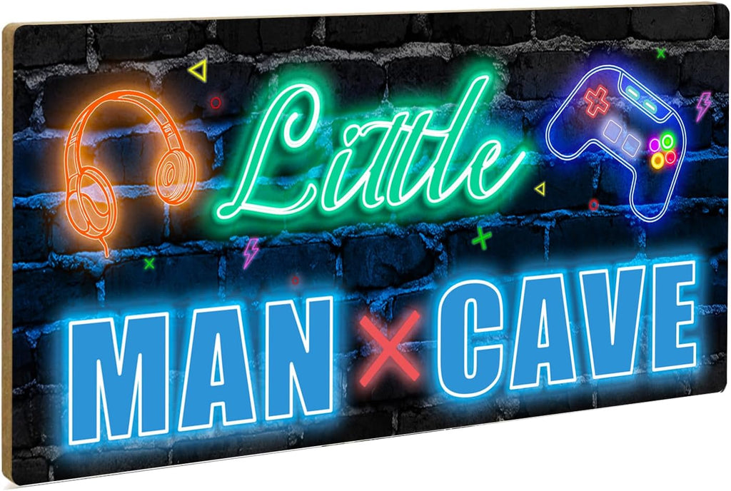 XIULUAN Gaming Room Decor - Blue Wall Sign for Kids' Game Playroom | 10x5 Inches Little Man Cave