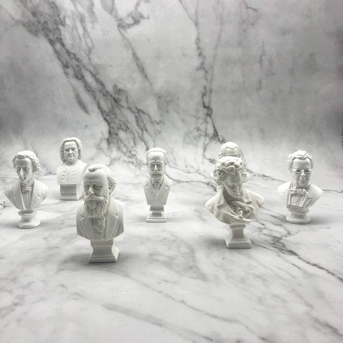 Classic Mini 2.7” Greek Bust - Beethoven Resin Sculpture | 7-Piece Music Composers Statue Set