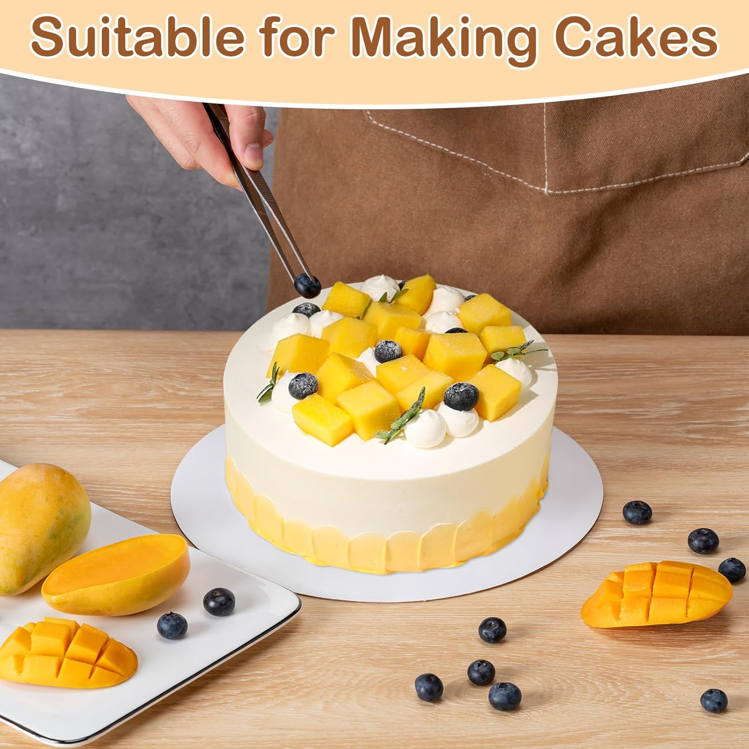 6 Pcs White Cake Boards by [Brand Name] - 10 Inch Round, Waterproof & Oil-Proof for Weddings, Birthdays, Desserts