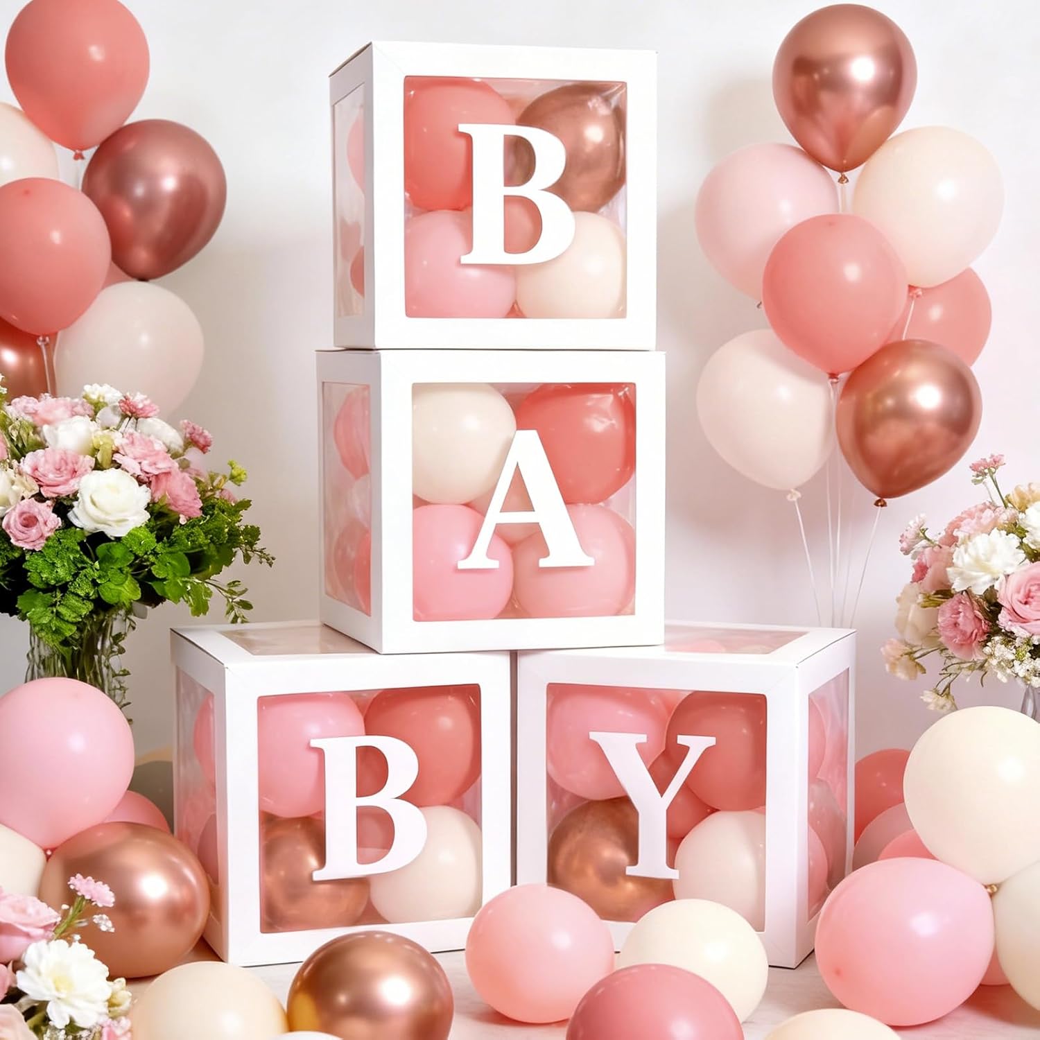 Winrayk Rose Gold Balloons - Floral Baby Shower Decorations Kit | Pink Balloon Arch for Girls' Parties