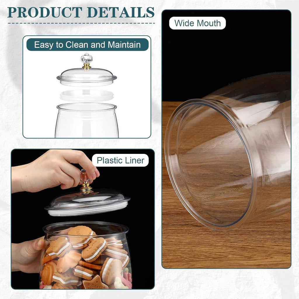 Nuogo 6 Pcs Clear Plastic Candy & Cookie Jars - Airtight Decorative Containers (42 oz, Classic)