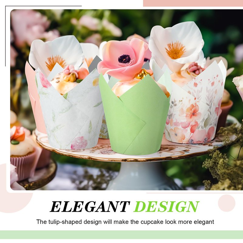Havawish 500 Counts Wildflower Tulip Cupcake Liners Witch Birthday Party Muffin Cupcake Baking Liners Wildflower Grease Proof Cake Liner Holders for Witch Wedding Birthday Party
