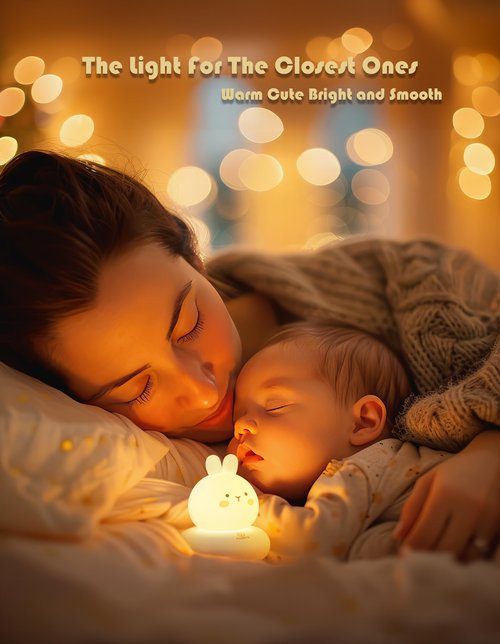 ILLUMYN Kids lamp, Bunny Night Light, Toddler Night Light, Rechargeable & Dimmable with 30 mins Timer Function, Safe Silicone Material for Kids to Play with,【9 Colors】