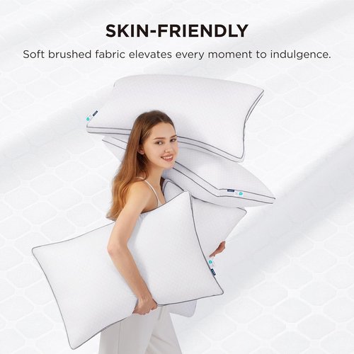 Bedsure Queen Pillows Set of 2 - Fluffy Hotel Quality Pillows with Gusseted Support for All Sleepers