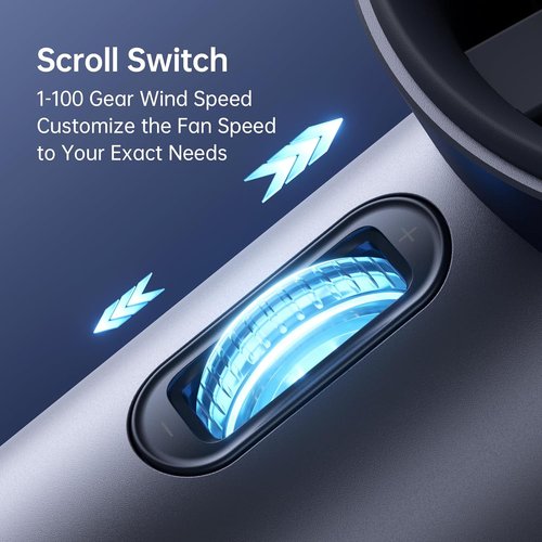 JISULIFE Portable Handheld Fan - Adjustable Speed Turbo Design | 3600mAh Rechargeable Battery - Blue