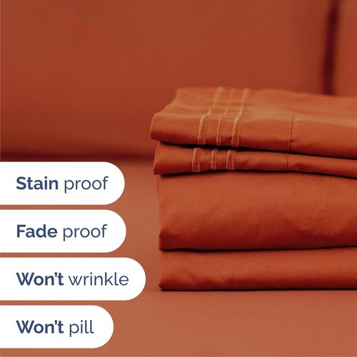 Cal King Size 4-Piece Sheet Set | Regine Switzerland Comfy Cooling Bed Sheets - Soft, Wrinkle-Free, Deep Pockets - Terracotta