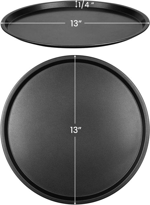 DecorRack 13 Inch Carbon Steel Pizza Pan - Premium Non-Stick Coating, Heavy Duty Baking Tray