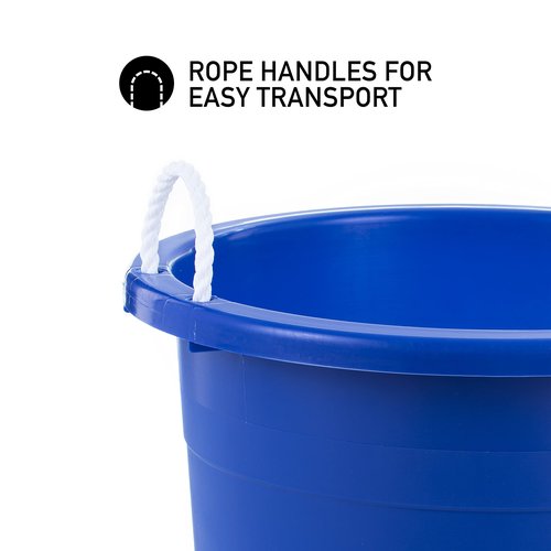 United Solutions Easy-Access Storage Rope Handle Tub, 19 Gallon, Blue, 2 Count (TU0335)