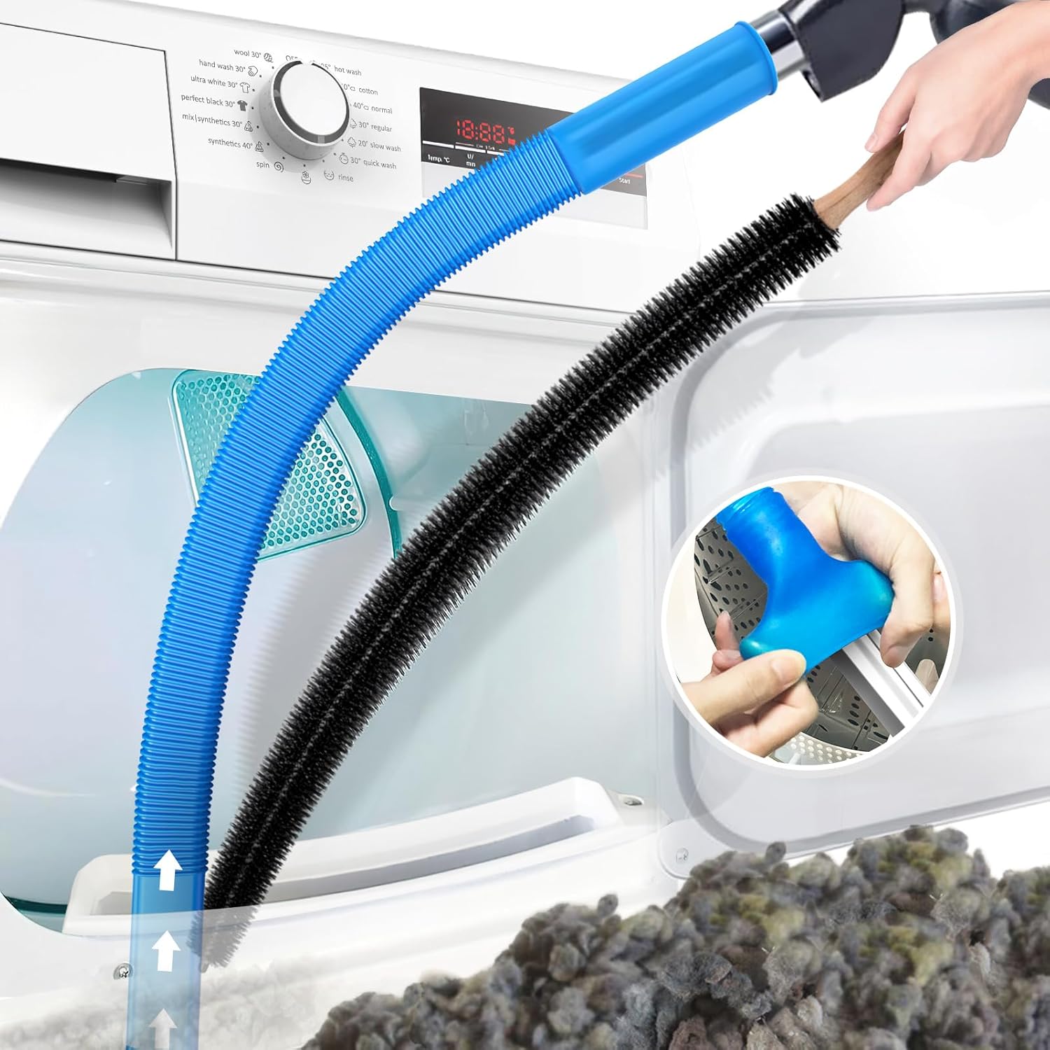 PetOde Dryer Vent Cleaner Kit - 2 Pieces Lint Brush & Vacuum Hose Attachment for Quick Lint Removal