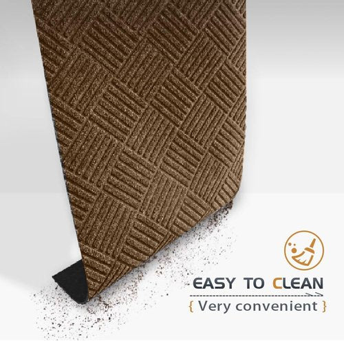 EGO LIFE 100% Waterproof Doormat - Extra Durable Natural Rubber Backing | Easy Clean, All-Season, 47x35" Brown