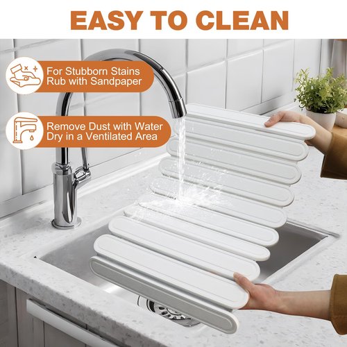 HonyQiShuo Stone Drying Mat for Kitchen Counter, Large Stone Dish Drying Mat Foldable Diatomaceous Earth Water Absorbing Mat for Dishes Bottles Cups Match Any Countertop White 24" x 16"
