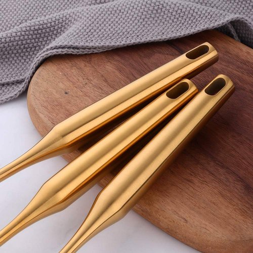 Kitchen Utensil Set -7PCS Gold 18/8(304) Stainless Steel -Wide Spatula,Soup Ladle,Strainer Ladle,Slotted Spatula,Spaghetti Server,Rice Scoop Spoon and Whisk