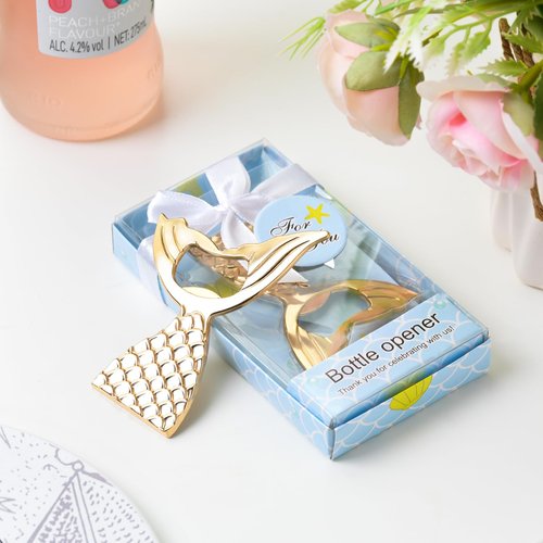 4 PCS Mermaid Bottle Openers - Wedding and Party Favors, Elegant Sea Themed Gifts for Guests, Perfect for Bridal & Baby Showers, Birthdays, Celebrations, with Gift Box