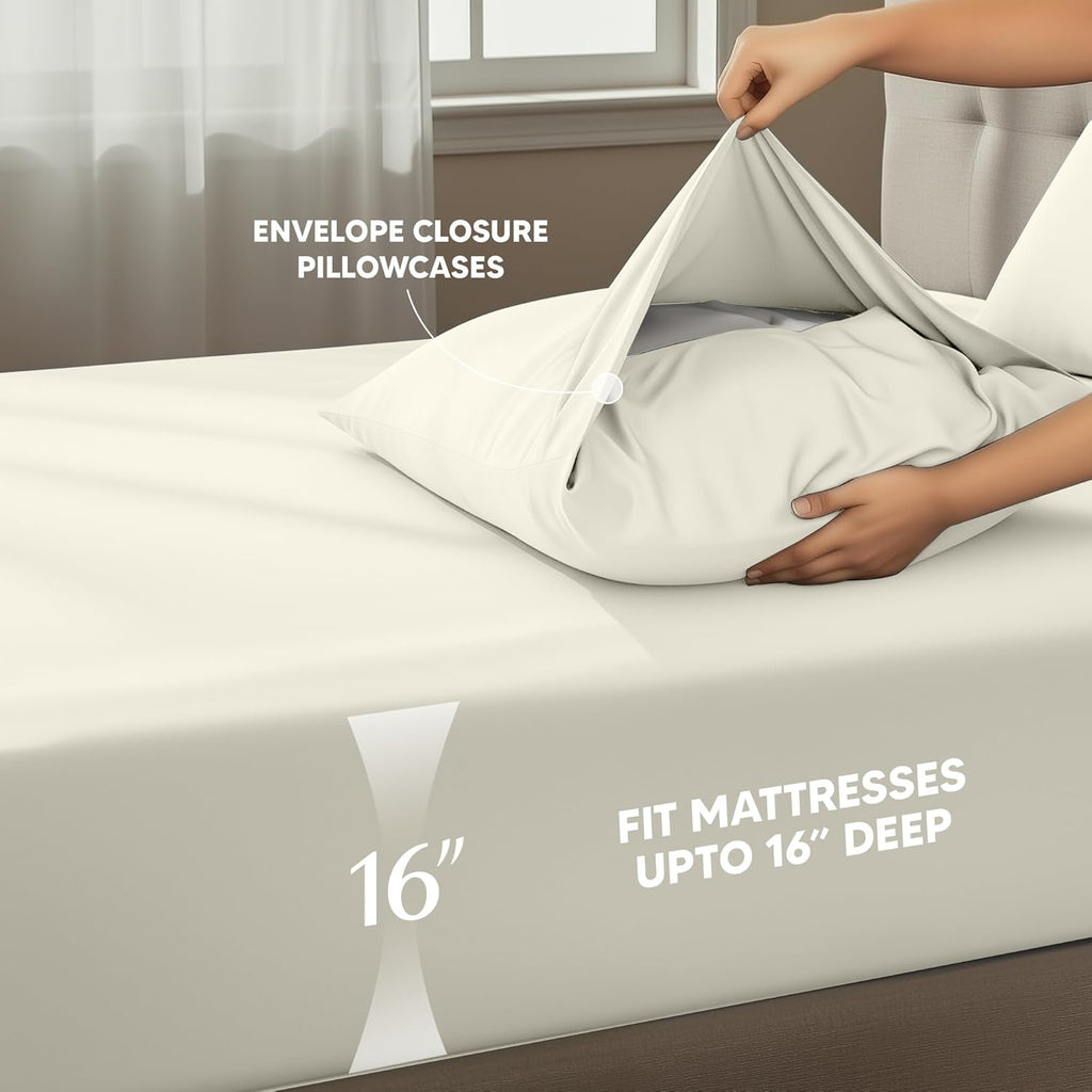 Utopia Bedding California King Sheet Set - Soft, Breathable Microfiber | 4-Piece Ivory Set with Oeko-Tex Certification