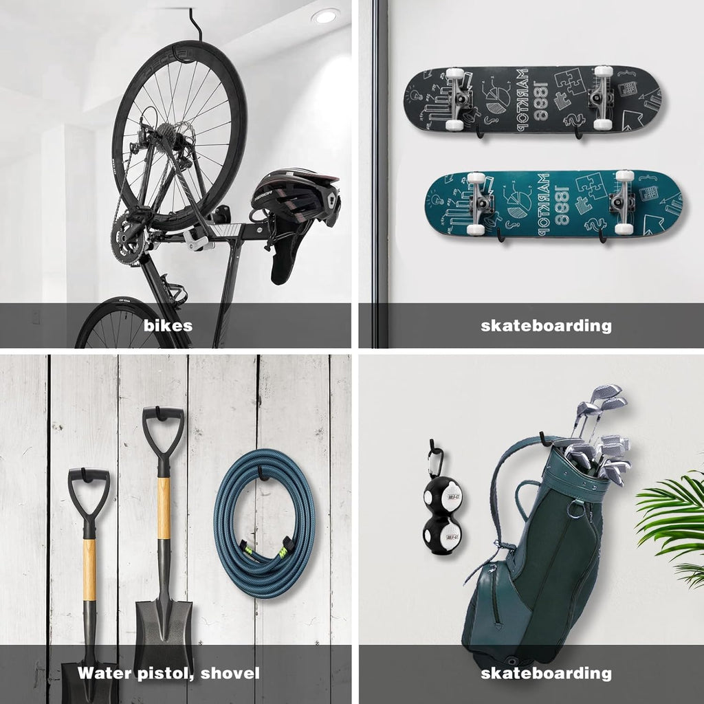 Skiennix Heavy-Duty Bike Hooks - 12 Pack Bicycle Storage Hangers for Garage & Garden Organization