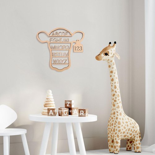 Western Nursery Wall Decor Neutral Cow Alphabet Wall Art,3D Cut ABC Letters Signs,Boho Wall Decor for Nursery, Bedroom, Playroom,and Kids Room