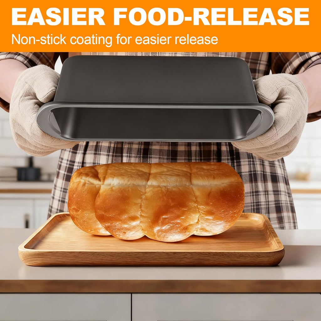 Premium Carbon Steel Non-Stick Loaf Pan - 2-Pack with 50 Parchment Paper Liners | 10x5 Inch, BPA Free