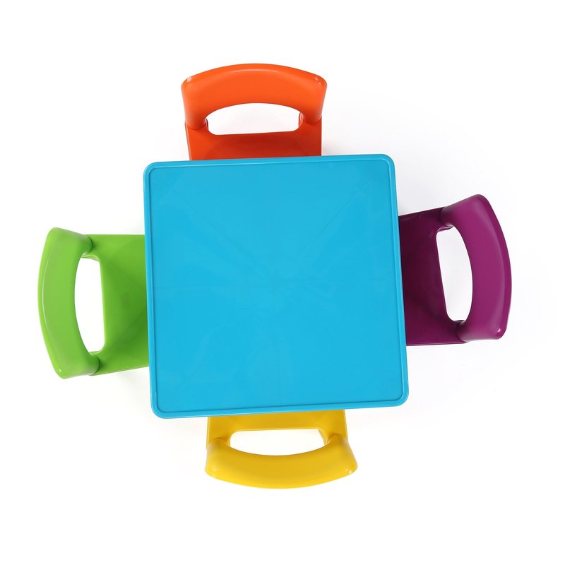Humble Crew Kids Plastic Table and Chair Set, Toddler Activity Table with 4 Chairs, Lightweight Easy-Clean Kids Desk for Play, Snacks & Crafts, Playroom Furniture, Blue/Red/Green/Yellow/Purple