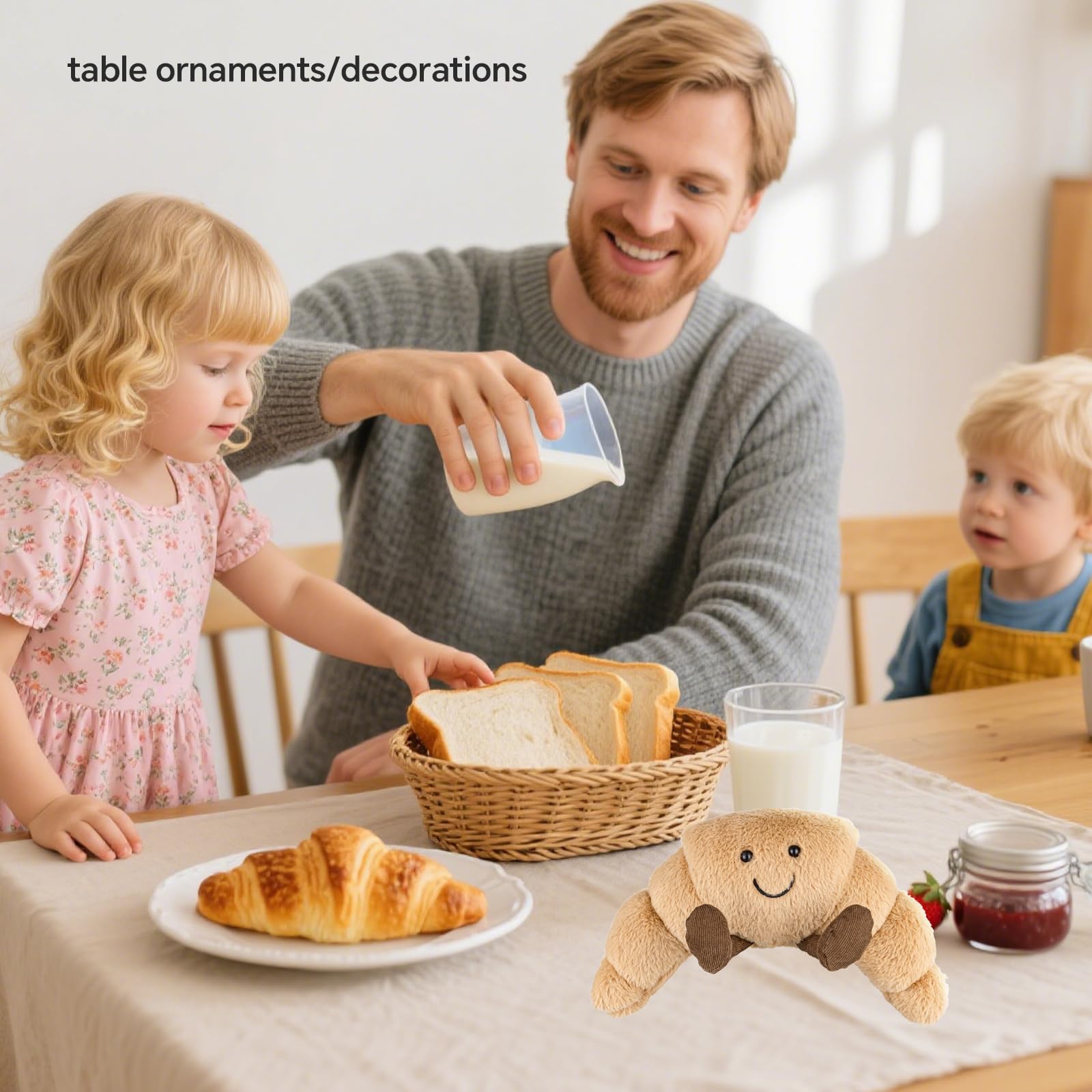 AVTHKWG 14.2" Croissant Plush Toy - Soft Stuffed Croissant Gift, Cute Food Stuffed Animals Pillow for Kids & Adults