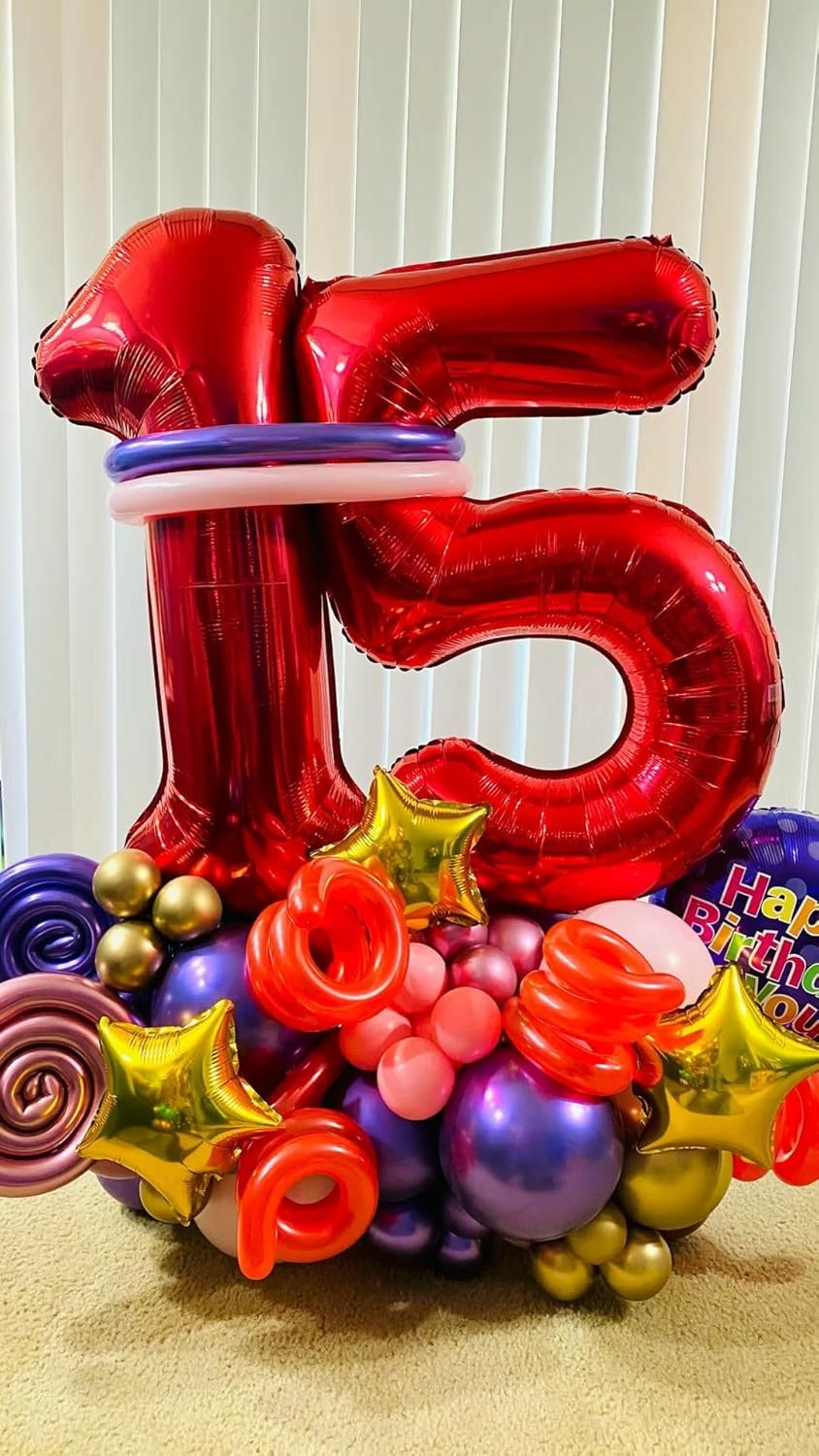 Red Number 1 Balloon - 40 Inch Shiny Red First Birthday Decoration for Boys & Girls