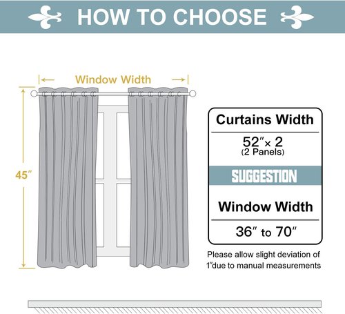 ChrisDowa Blackout Curtains - Thermal Insulated Room Darkening Panels, Stone Blue, 52W x 45L - 2 Set