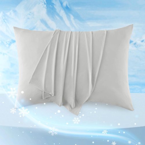 Bedsure Silver Grey Satin Pillowcases - Cooling Queen Size Set of 2 for Luxurious Sleep Comfort