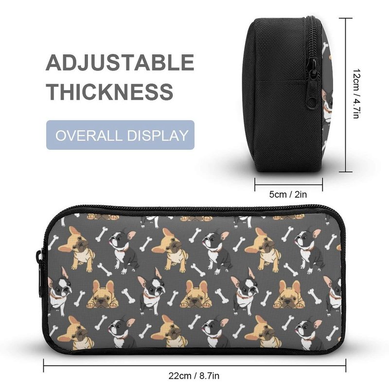 Homieblanket French Bulldog Backpack with Lunch Box & Pencil Case, 16 Inch Cute Dogs Themed Bookbag, Adjustable Lightweight, Colorful Backpacks Set for Kids Girls Boys