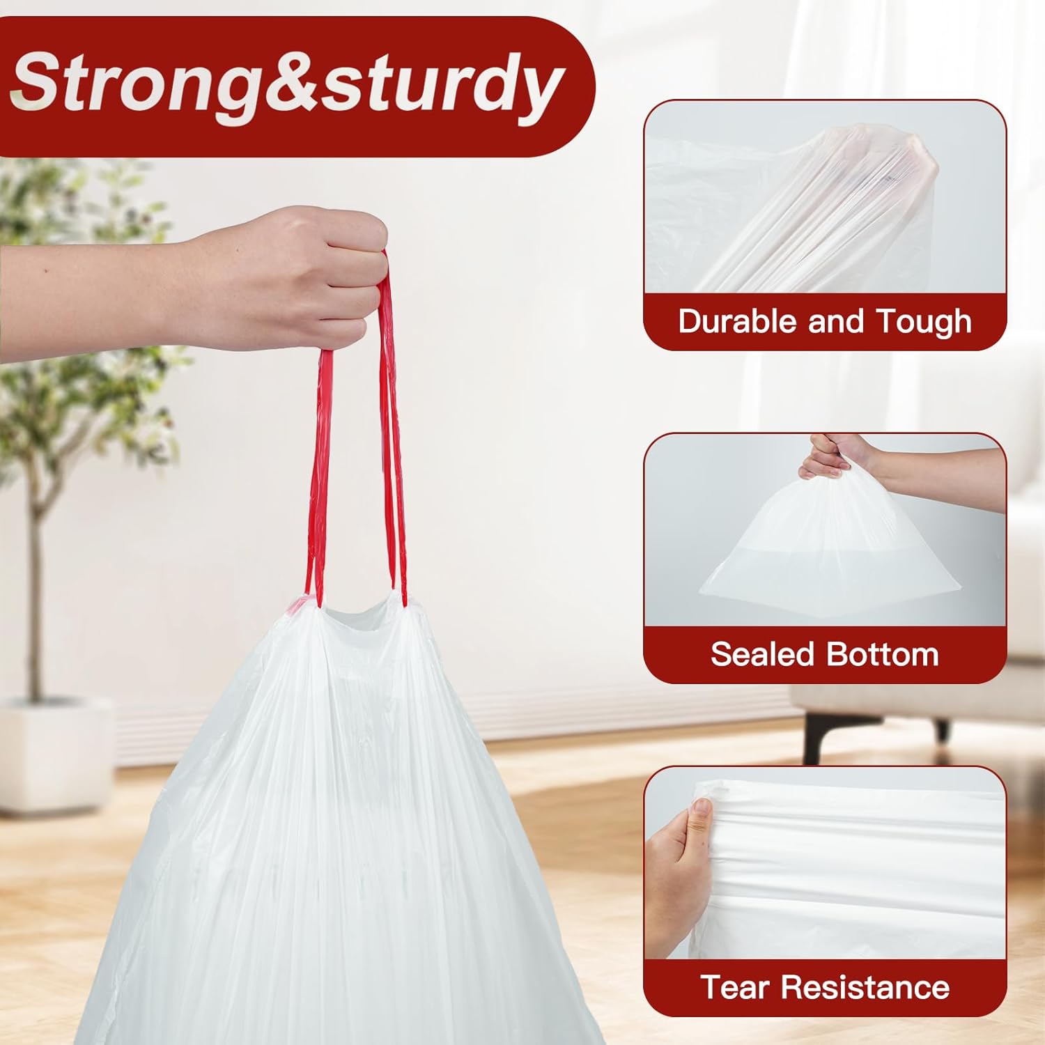 O2frepak 13 Gallon Heavy Duty Kitchen Trash Bags - Clean Fresh Scent | 100 Count, 60x70cm