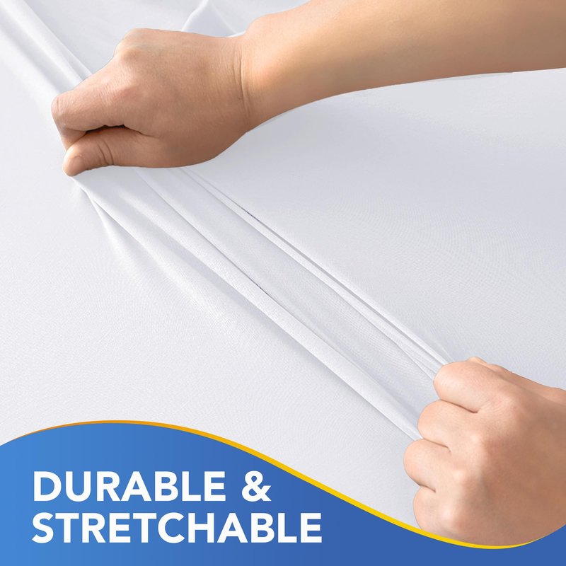 Enjoyidea Fitted Tablecloth for 6 Foot Rectangle Tables-4 Pack White Elastic Outdoor Picnic Table Cover-Spandex Stretch Folding Table Cloths 6 ft for Camping Dining Room Patio Kitchen Banquet Party
