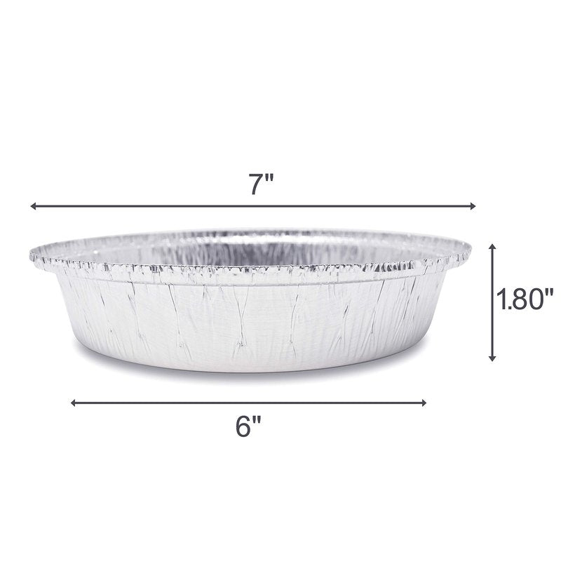 (60 Pack) Premium 7-Inch Round Foil Pans with Plastic Dome Lids l Heavy Duty l Disposable Aluminum Tin for Roasting, Baking, or Cooking