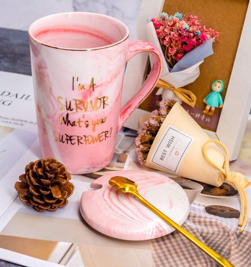 Mugpie Cancer Survivor Gifts for Women - Survivor Gift for Breast Cancer Awareness Chemo Patient Friends Coworker- Cute Christmas Gifts I'm A Survivor, What's Your Superpower Coffee Mug + Gift Box