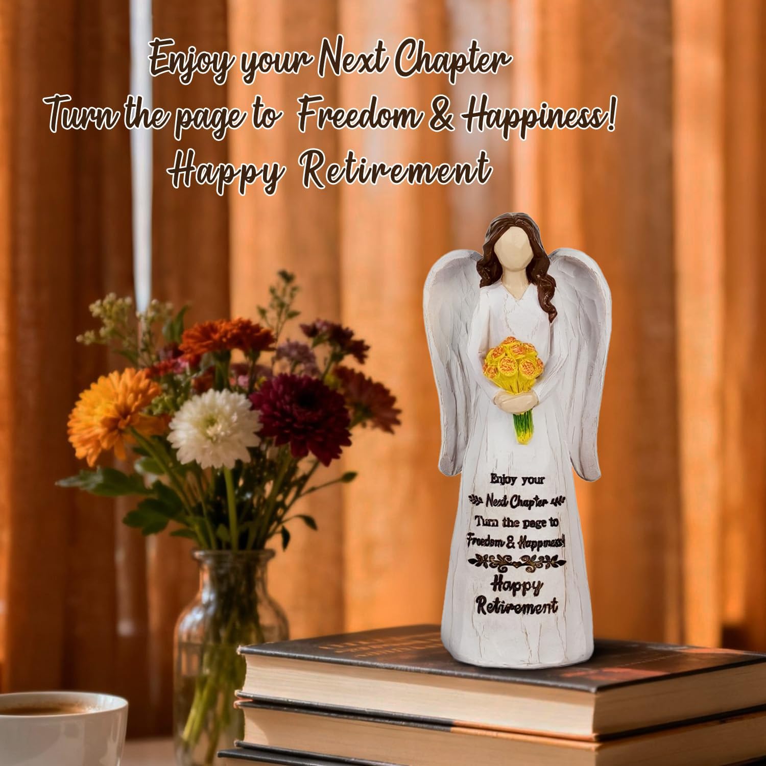 Skiennix Retirement Gifts for Women - Hand-Painted 7.3" Resin Angel Figurine | Perfect for Nurses & Teachers