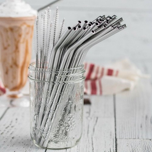 Reusable Stainless Steel Drinking Straws, 20 Pcs 4 Size - 6.3'' 7.1'' 8.5'' 10.5'', BPA Free Long Short Smoothie Drinking Curved Bent Straws With 2 Brushes and Carry bag, Fit for 10/20/30 oz Tumblers
