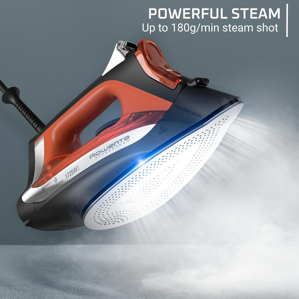 Rowenta Access Steam Iron - Powerful Vertical Steaming with Anti-Drip Protection | Red