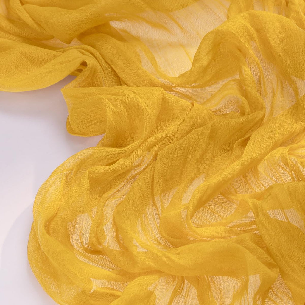 Socomi Cheesecloth Table Runner - 10pcs Gold Yellow Boho Rustic 120-Inch for Weddings & Events