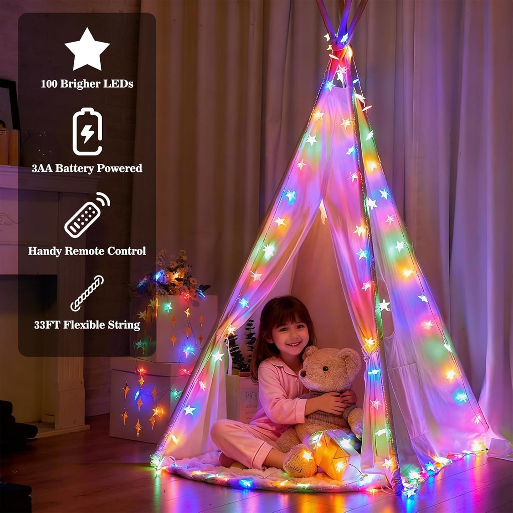 Star String Lights - 33ft 100 LED Waterproof Fairy Lights | 8 Modes for Indoor & Outdoor Decor