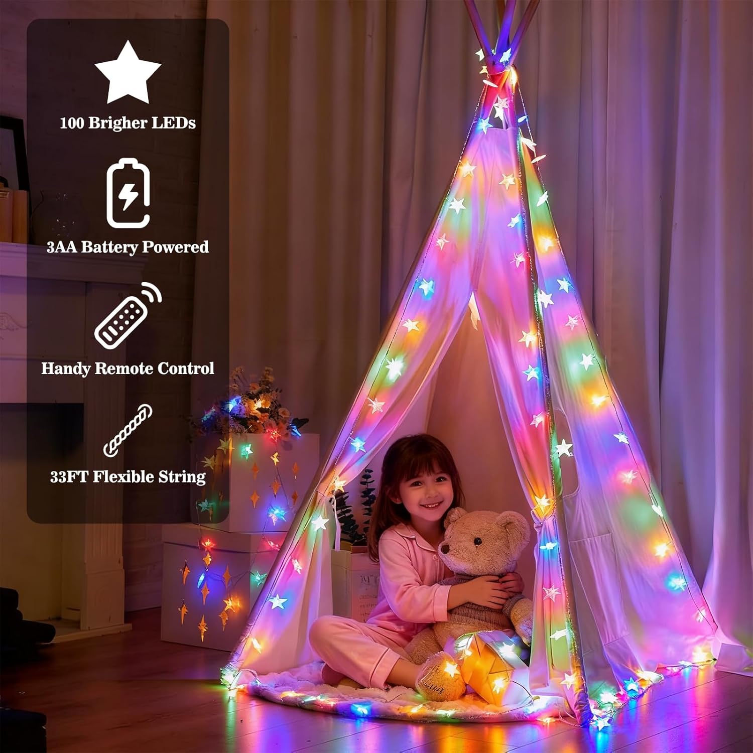 Star String Lights - 33ft 100 LED Waterproof Fairy Lights | 8 Modes for Indoor & Outdoor Decor