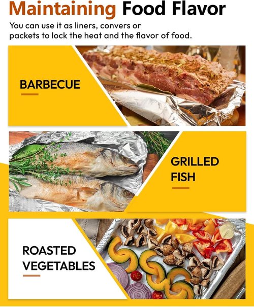 Katbite Heavy Duty Aluminum Foil Roll - 17.7 Inch Wide, 30 Micron Thick for Grilling, Baking & Catering | 525 Sq Ft