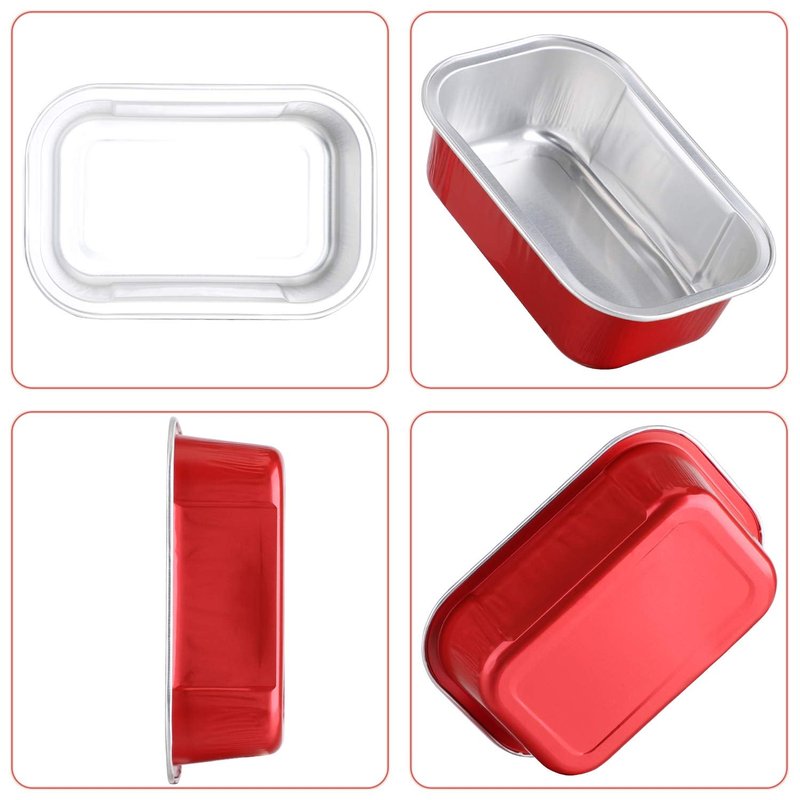 EUSOAR Cupcake Cups with Lids, 5.7oz 50pcs Disposable Desserts Flan, Baking Cups with Lids, Aluminum Foil Desserts Cupcake Flan, Catering Gathering Shower Favor-Red