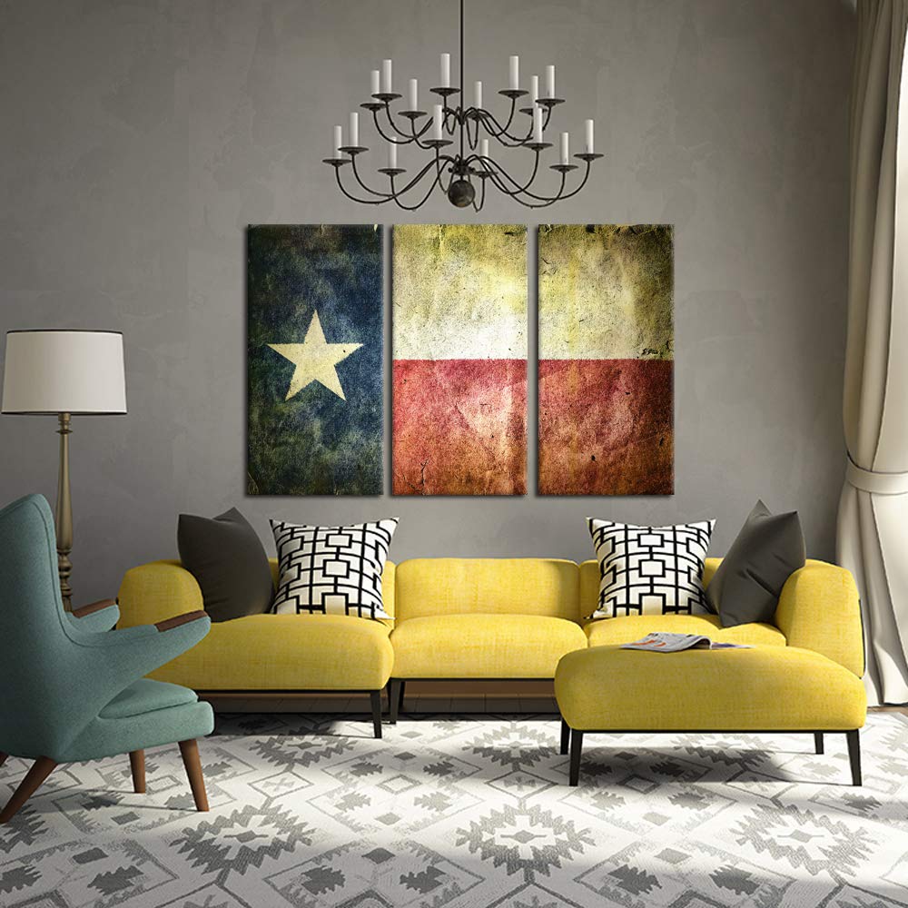 KREATIVE ARTS Large 3 Pieces Texas State Flag Canvas Wall Art Prints Decorative Painting Modern Multi Panel Split Prints Rustic Home Decor for Home Office Farmhouse 16x32inchx3pcs
