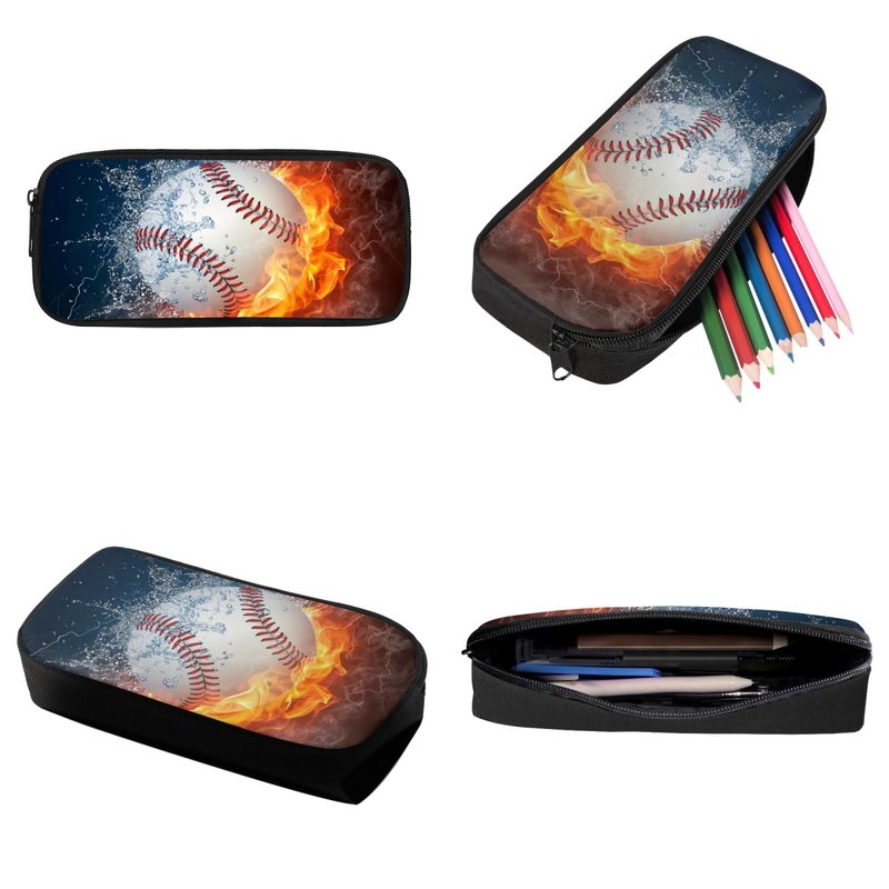 Suobstales Baseball Flame School Backpack for Kids Boys Gifts School Bag Set with Lunch Box Pencil Case,Cool Bookbag Teen Student Back Packs Satchel Travel Daypack Bagpack