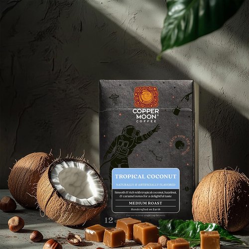 Copper Moon Single Serve Coffee Pods for Keurig K-Cup Brewers, Medium Roast, Tropical Coconut Blend, 12 Count(Pack of 3)